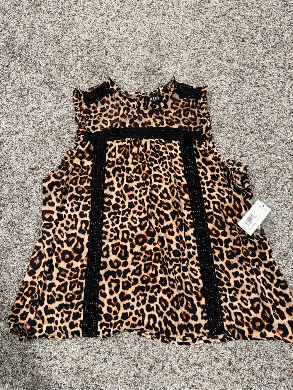 a.n.a Leopard Print Lace-Trim Sleeveless Camisole in Brown and Black